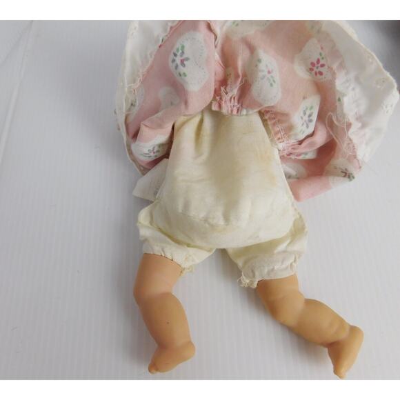 Vintage GiGo Toys Dolls PE Pellets Pink White Red White Plaid Dress Brown Hair - Picture 9 of 14